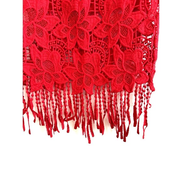 WOMEN RED DRESS FLAPPER LACE SHORT SLEEVE ZIPPER CASUAL SIZE S - Picture 2 of 10